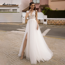 Lakshmigown Sexy Tulle Wedding Dresses Side Slit robe de mariee Plus Size Boho Wedding Gowns Appliques vestidos de novia 2021 2024 - buy cheap