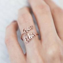 Anéis personalizados com dois nomes, joias para mulheres e homens com nome duplo de aço inoxidável, para casal, presente, 2020 2024 - compre barato