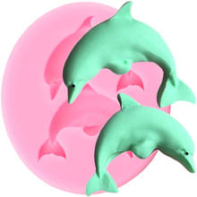 3d dolphin silicone moldes diy cupcake topper fondant bolo ferramentas de decoração sabão resina molde doces argila chocolate gumpaste moldes 2024 - compre barato