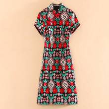 High-end Summer Embroidery Cheongsam Slim Women Dress Chinese style Elegant Lady Cross Stitch Party Qipao dress S-XXL 2024 - buy cheap