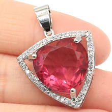 31x21mm Beautiful Heart Shape Created Pink Tourmaline Gift For Woman's Wedding Silver Pendant 2024 - buy cheap