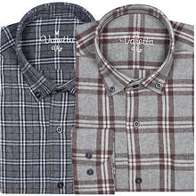 Camisa masculina de flanela xadrez de manga longa, camisa grossa forrada com lã macia e casual de flanela para outono e inverno 2024 - compre barato