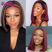 1B 30 99J Colored Bob WIg 4x4 Closure Wig Short Lace Front Human Hair Wigs Honey Brown Burgundy Ombre Highlight Bob Lace Wig 2024 - buy cheap