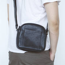 Lanspace bolsa de ombro de couro genuíno masculina, bolsa pequena mensageiro masculina 2024 - compre barato