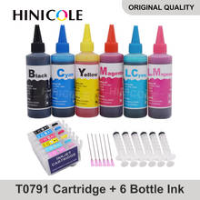 HINICOLE T0791 - T0796 XL Printer Ink Cartridges + 600ml Bottle Ink Refill Kits For Epson Artisan 1430 PX650 660 660+ 700W 710W 2024 - buy cheap