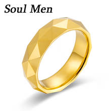 Novo design exclusivo anéis geométricos dos homens tungstênio aço anel de casamento masculino moda jóias presente aço ouro rosa 7mm largura 2024 - compre barato