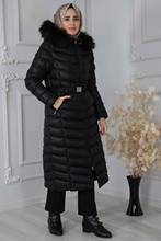 Women's Black Hooded Inflatable Coat Shr8080 blue soft quality long tesettur Islamic clothing abaya Muslim women clothes kis hot 2024 - купить недорого