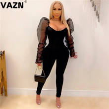 VAZN Hot Sale Sexy Women See Through Patchwork Full Sleeve Banquet Party Beach Jumpsuits Full Pant Bandage Rompers 2024 - buy cheap