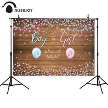 Allenjoy-fondo de pantalla de género para fotografía, decoración de madera, pancarta de globos para niño o niña, Fondo de foto para Baby shower, photozone 2024 - compra barato