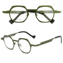 Retro Men Pure Titanium Glasses Frames Round Women Metal Eyeglass Frame Optical Spectacles Green Fashion Square Rx Eyewear Blue 2024 - buy cheap