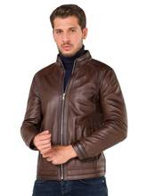 Chaqueta de piel auténtica para hombre, color marrón oscuro, Original 2024 - compra barato