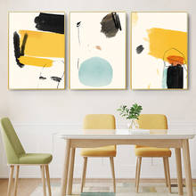 Abstracto na moda cores pintura da lona moderno amarelo geométrico cartazes e cópias nordic arte da parede para sala de estar decoração casa 2024 - compre barato