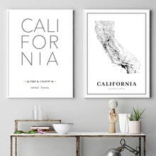 Black and White California City Map Poster Nordic Style Living Room Home Decoration Painting United States Wall Art Canvas Print 2024 - buy cheap