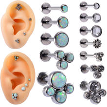 1Set Surgical Steel Opal Paw Ear Tragus Helix Cartilage Cz Gem Ear Lobe Stud Labret Bar Ring Body Piercing Jewelry 2024 - buy cheap