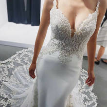 Sexy Mermaid Wedding Dress 2022 Luxury Bridal Gown V Neck Backless Lace Applique Beading Long White Vestido De Noiva 2024 - buy cheap