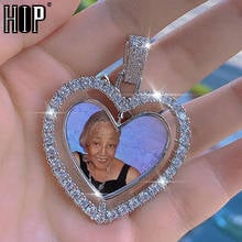 Hip Hop Custom Made Photo Heart Rotating Double-sided Iced Out Bling Cubic Zircon Necklace&Pendant For Men Jewelry Tennis Chain 2024 - buy cheap