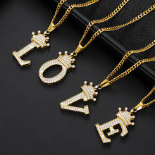 Crystal Zircon Alphabet Pendant Necklaces For Women Men Crown Initial Letter Necklace Hip Hop Chain Jewelry Collier 2024 - buy cheap