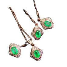 KJJEAXCMY boutique jewelry 925 sterling silver inlaid Natural Emerald Earring pendant Ring ladies Suit Support Detection popular 2024 - buy cheap