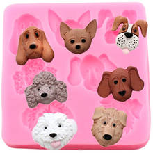 Forma de silicone cabeça de cachorro fofo 3d, molde para cupcake, cobertura de bolo, ferramentas de decoração, sabão, resina, argila, molde para doces, chocolate, pasta de goma 2024 - compre barato